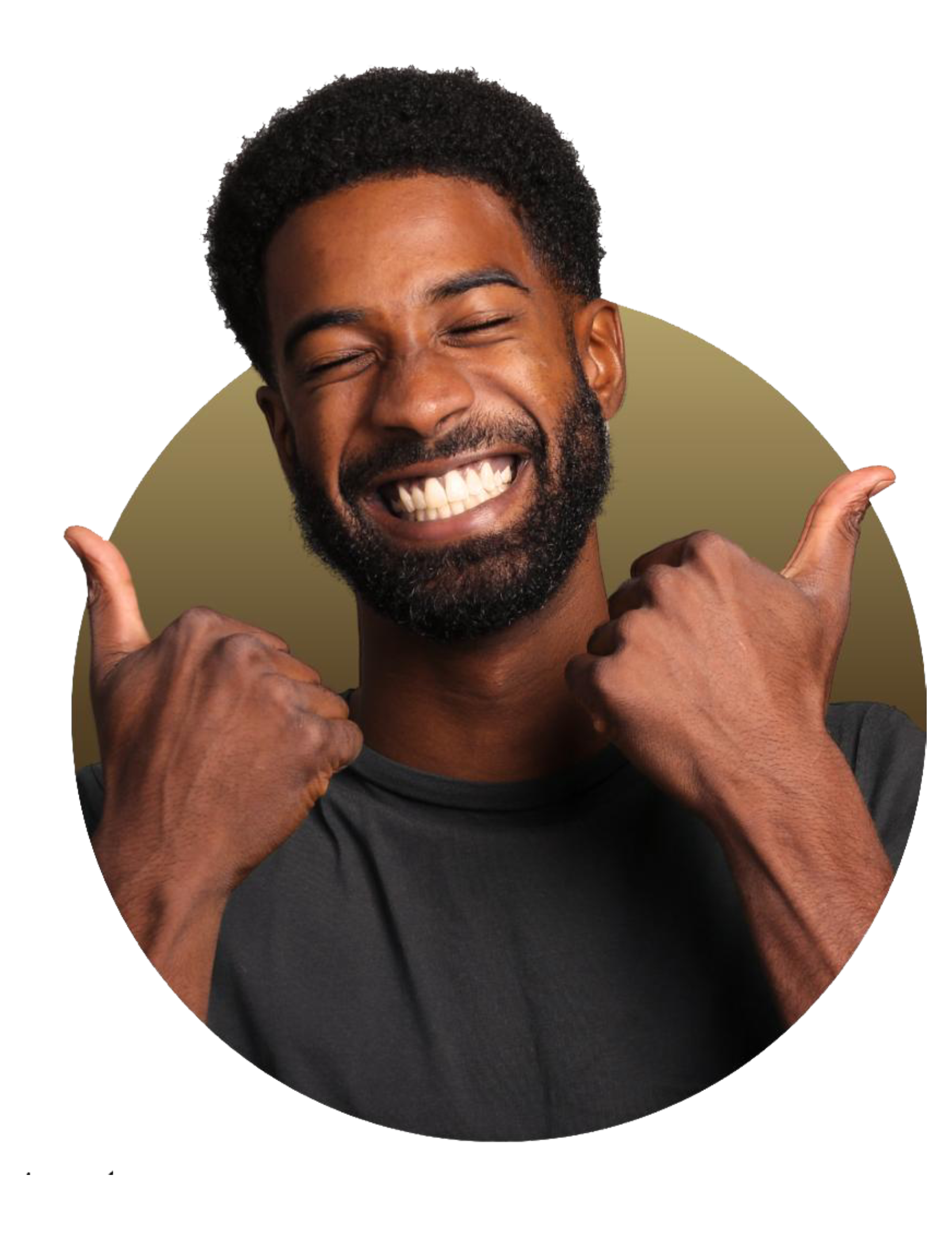 Homem sorrindo e fazendo um sinal de 'joinha'